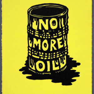 NO MORE OIL JUST STOP OIL XR Lino Print Lino Cut Wood Cut Art PrintMaking Extinction Rebellion Miles Glyn Artist Activist Nonviolence Direct Action Drawing Illustration